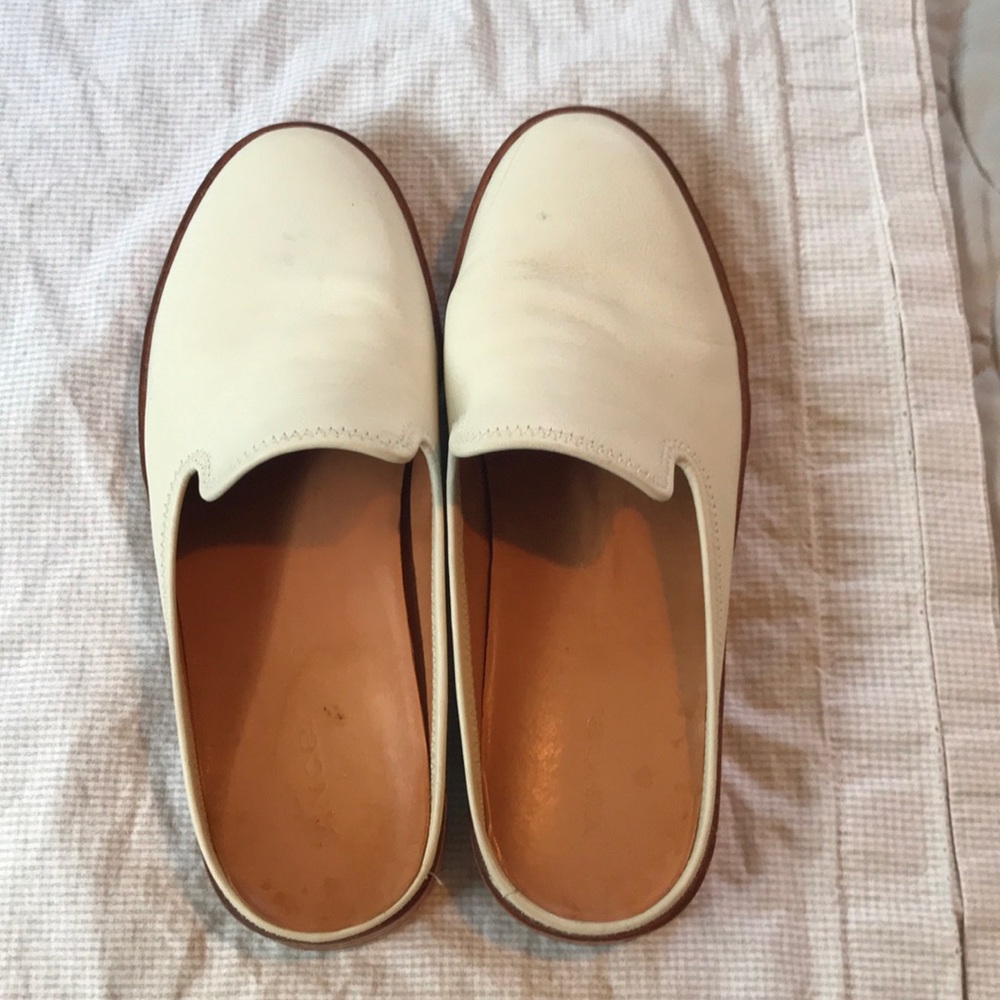 Vince cream leather slip on clogs